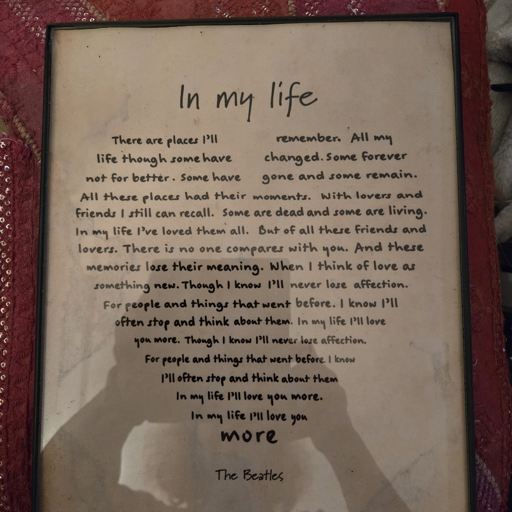 The Beatles 'In My Life' Wall Art - Black Frame